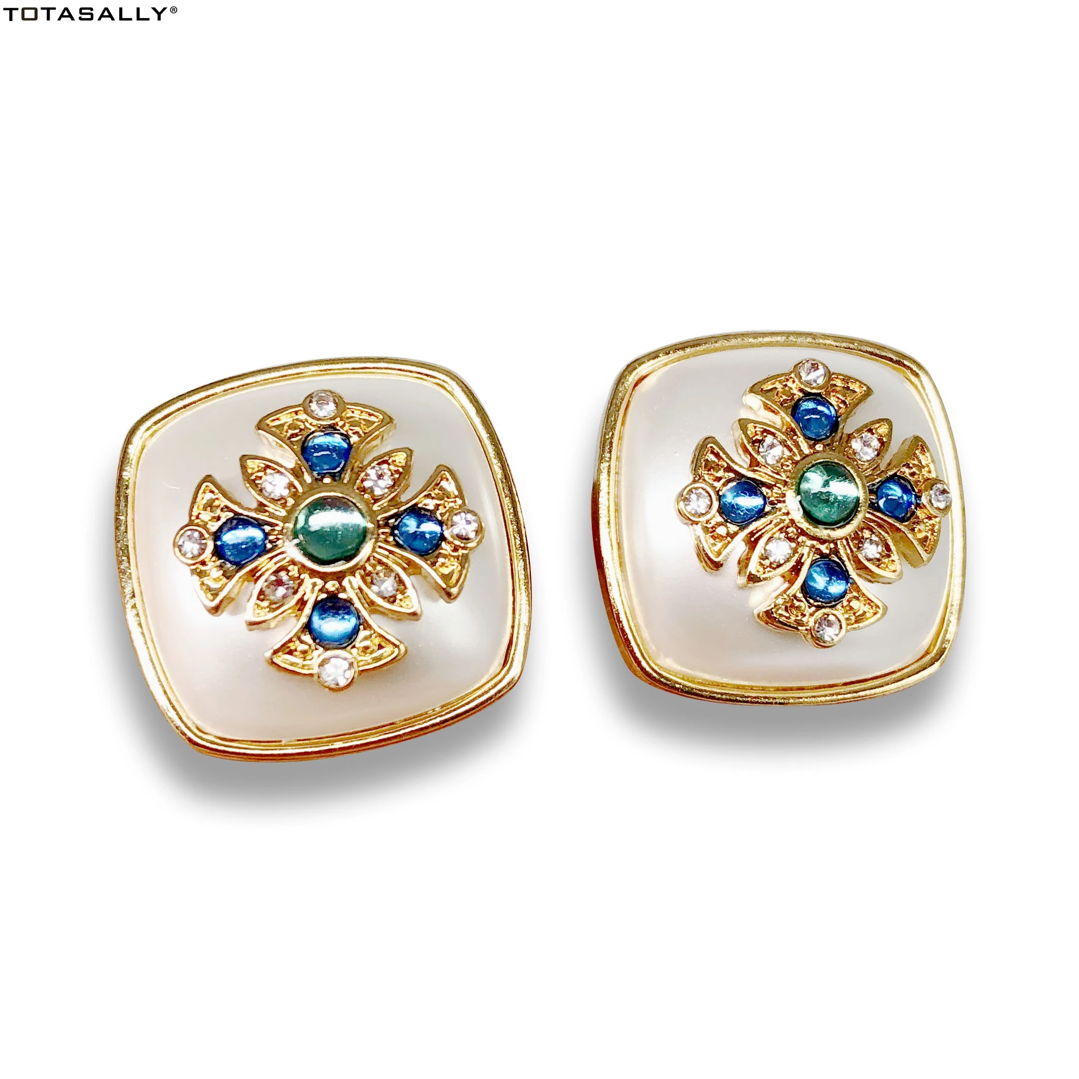 F. J4Z Модные женские серьги клипсы винтажные роскошные квадратные с искусственным