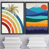 tree and sun mountains modern minimalist artwork room art prints set of 2 print typography painting no frame pictures