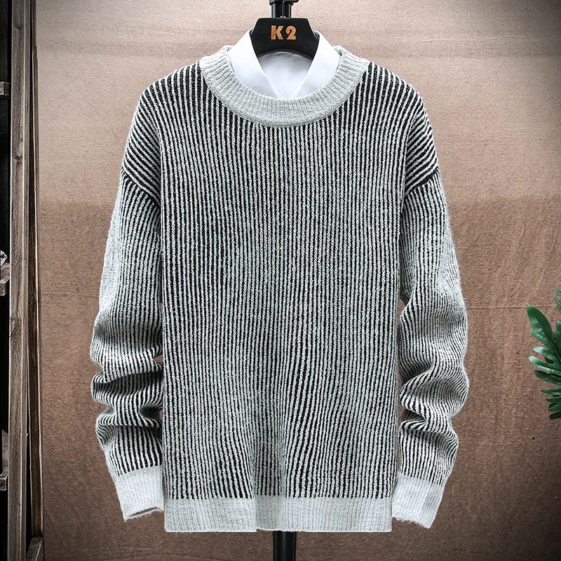 

Men Clothing 2021 Men's Fall/winter Sweater Pullover Long-sleeved Korean Casual Round Neck Men's Thick Wool Sweater
