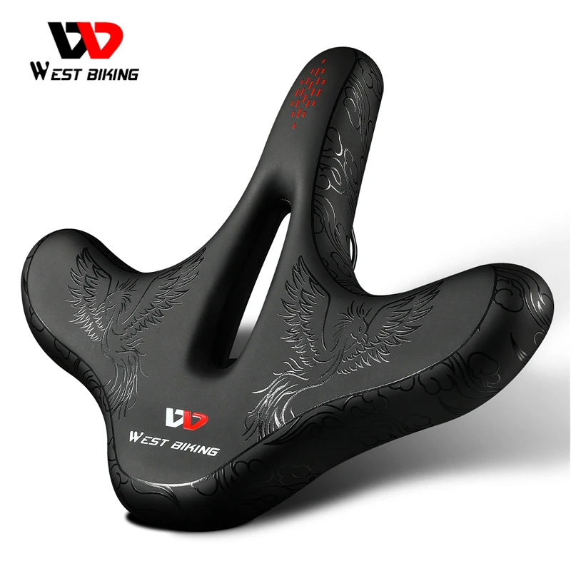 

WEST BIKING Bicycle Saddle Widened Comfortable Cycling Cushion MTB Road Bike Breathable Shockproof Cycling Seat With Taillight