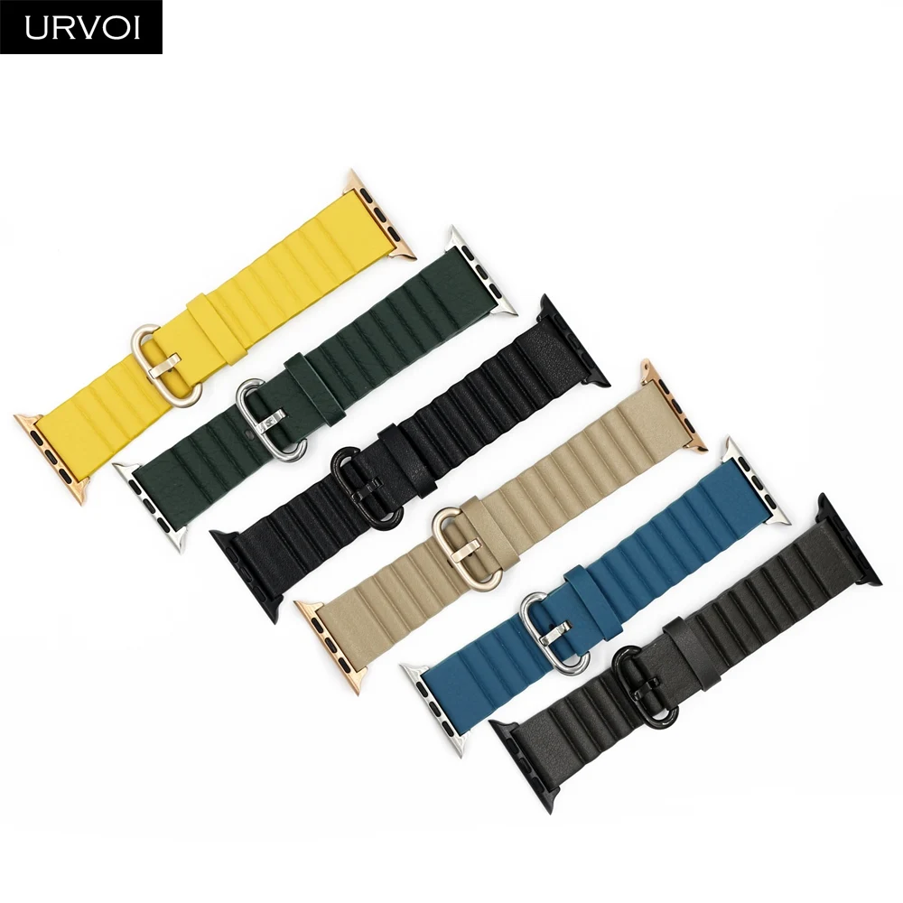 Ремешок URVOI для Apple Watch series 6 SE 5 4 3 2 1 дизайнерский браслет из искусственной кожи с