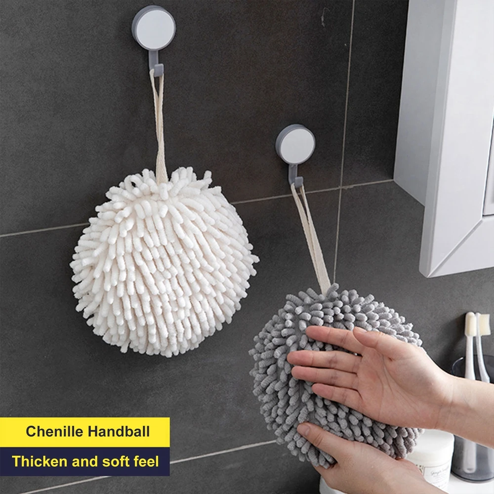 

Home Accessories Hanging Hand Towel Kitchen Bathroom Hanging Towel Soft Plush Quick-Drying Towel For Dry Hands Wipe Towels Ball