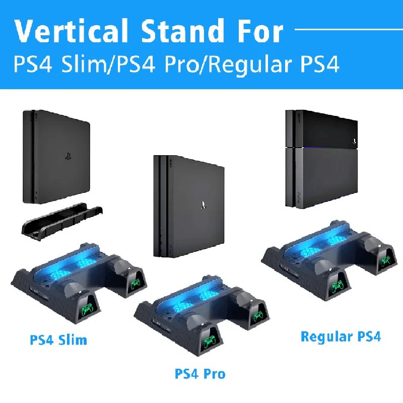 Вертикальная охлаждающая подставка для консоли PS4/ PS4 Pro/ Slim контроллера Зарядная