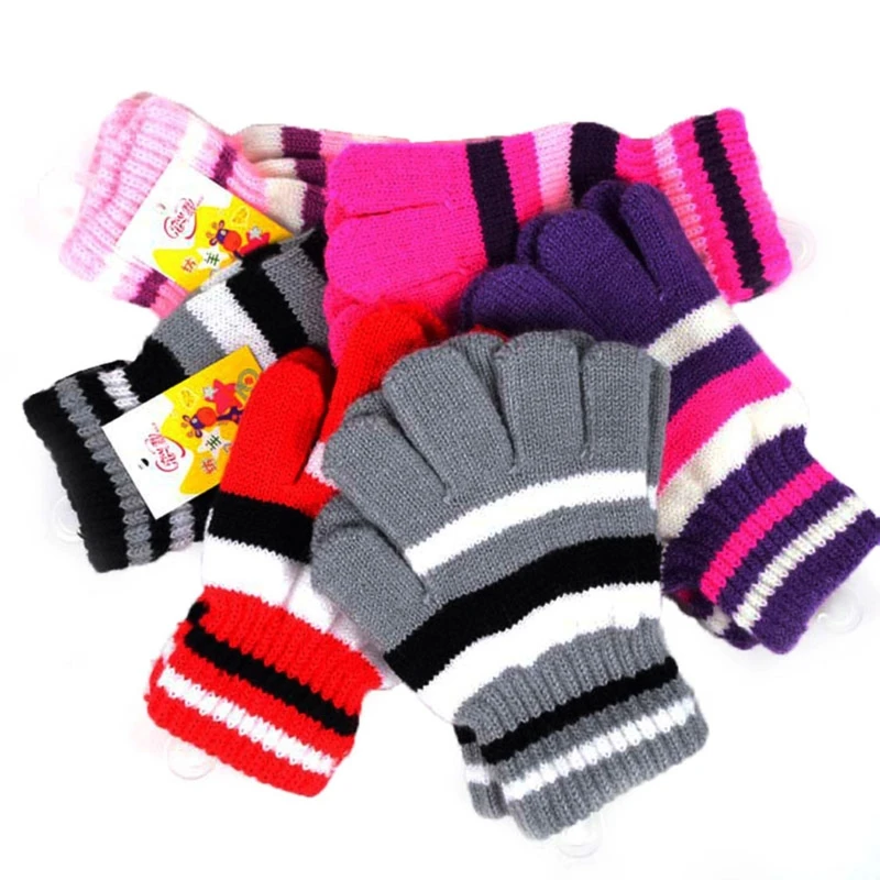 

Children Girls Boys Kids Magic Stretchy Mittens Knitted Gloves Winter Warmer New R9JD