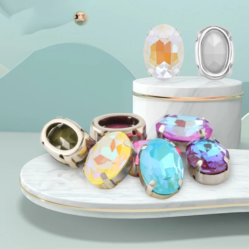 Утолщенные медные когти разы овальной формы мокко стекло искусственные камни