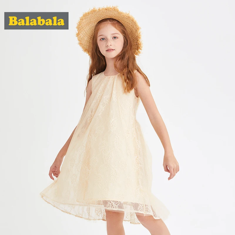 Balabala Girl dress children 2020 summer new clothing big lace sleeveless princess | Детская одежда и обувь