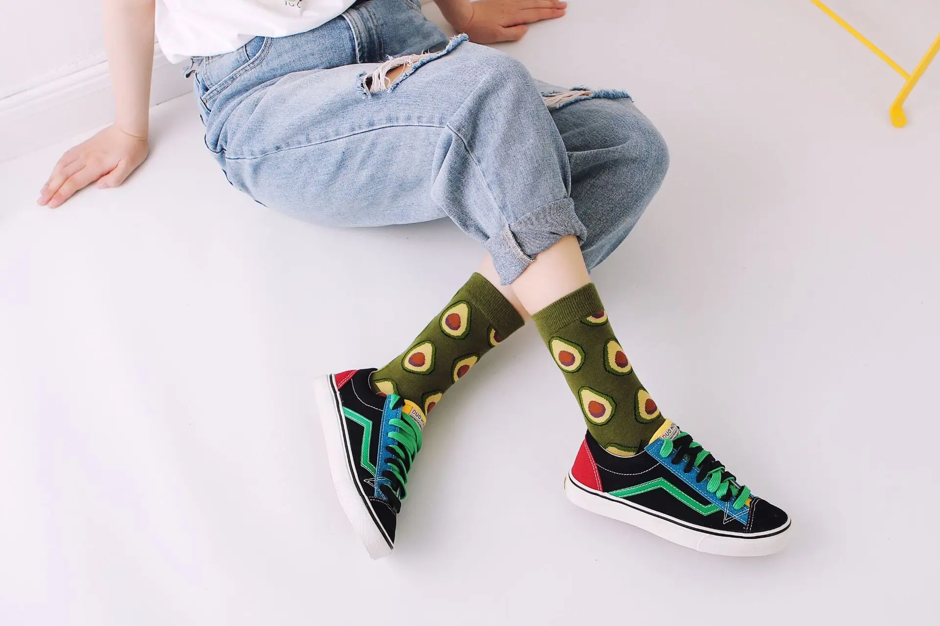Fashion personality funny long socks ladies casual warm long cotton happy pop hip hop style street tide avocado egg couple socks
