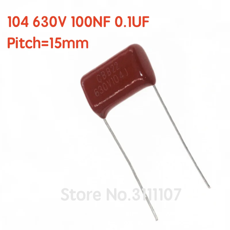 20 шт./лот 100NF 104 630V CBB шаг 15 мм полипропиленовый пленочный конденсатор 100nF 100%