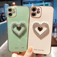 silicone lens protect cover luxury heart diamond bling plating case for iphone11 12pro max 7 8plus x xs xr mini se phone coque