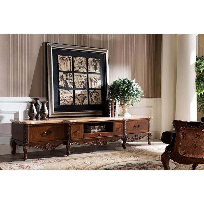 

Wooden TV cabinet with marble top for living room furniture ไม้ทีวีตู้หินอ่อนสำหรับเฟอร์นิเจอร์ห้องนั่งเล่น GH192