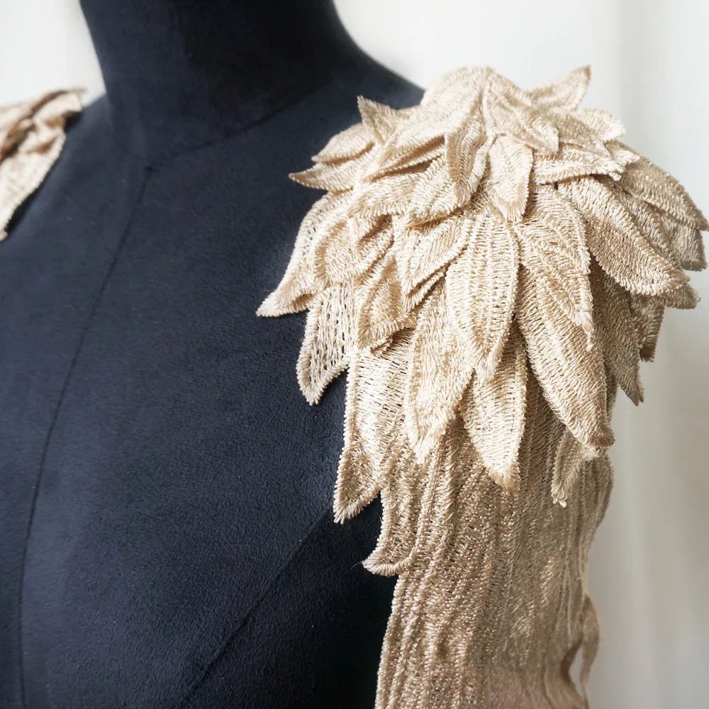 Вышивка в виде ангела цвета хаки 2 шт. аппликация крыла цветок для шитья воротника