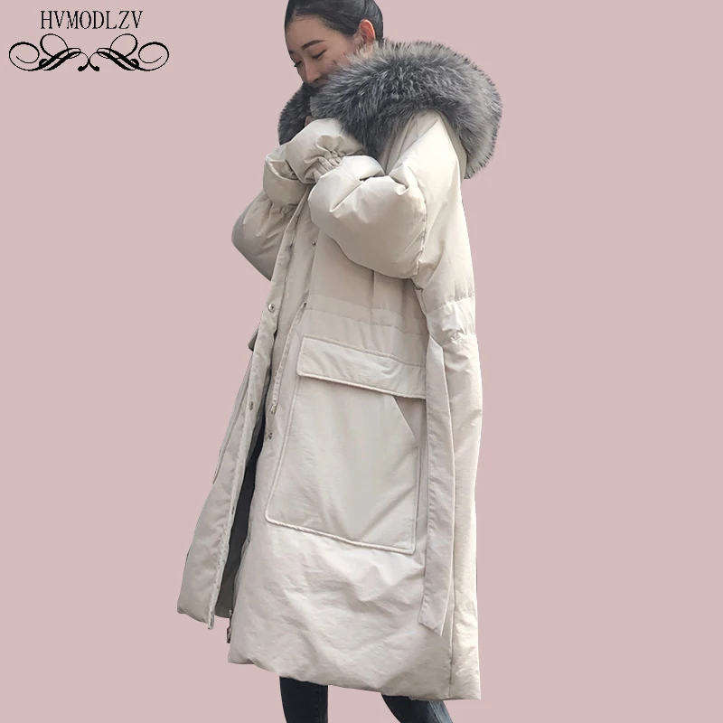 

Winter Cotton Clothing Female 2021 New Large Fur Collar Hooded Loose thick Fashion Long Down Cotton Jacket Women Plus Size HJ178
