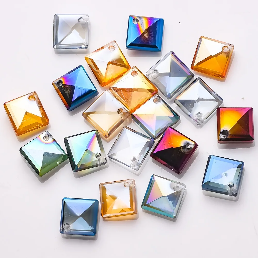 

100pcs 8mm Square Crystal Glass Faceted Single Hole Loose Pendants Beads lot for Jewelry Making DIY Crafts Findings