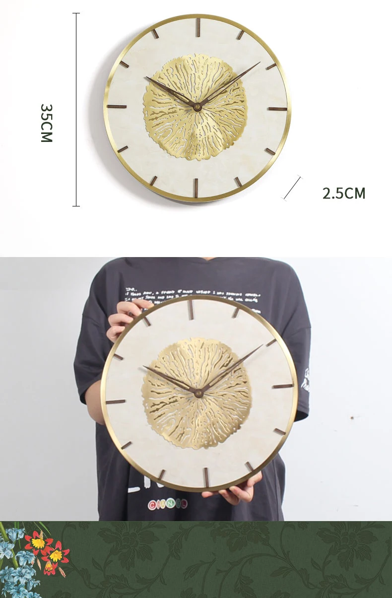 Nordic Luxury Marble Wall Clock Modern Design Atmospheric Style Living Room Decoration Hanging Watch Wall Clocks Home Decor
