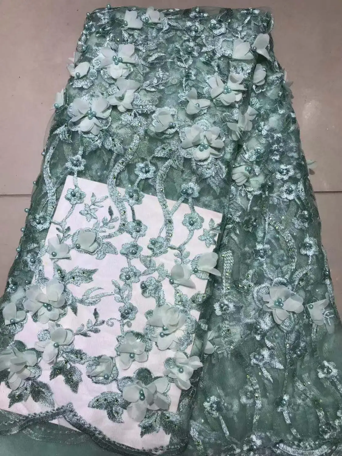 2019 Золотой Тюль Кружева для африканских с бисером небесно голубой бордовый