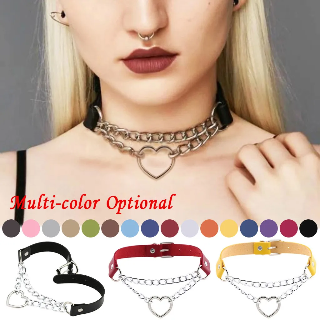 Ожерелье чокер в готическом стиле женское колье с цепочкой форме сердца черная