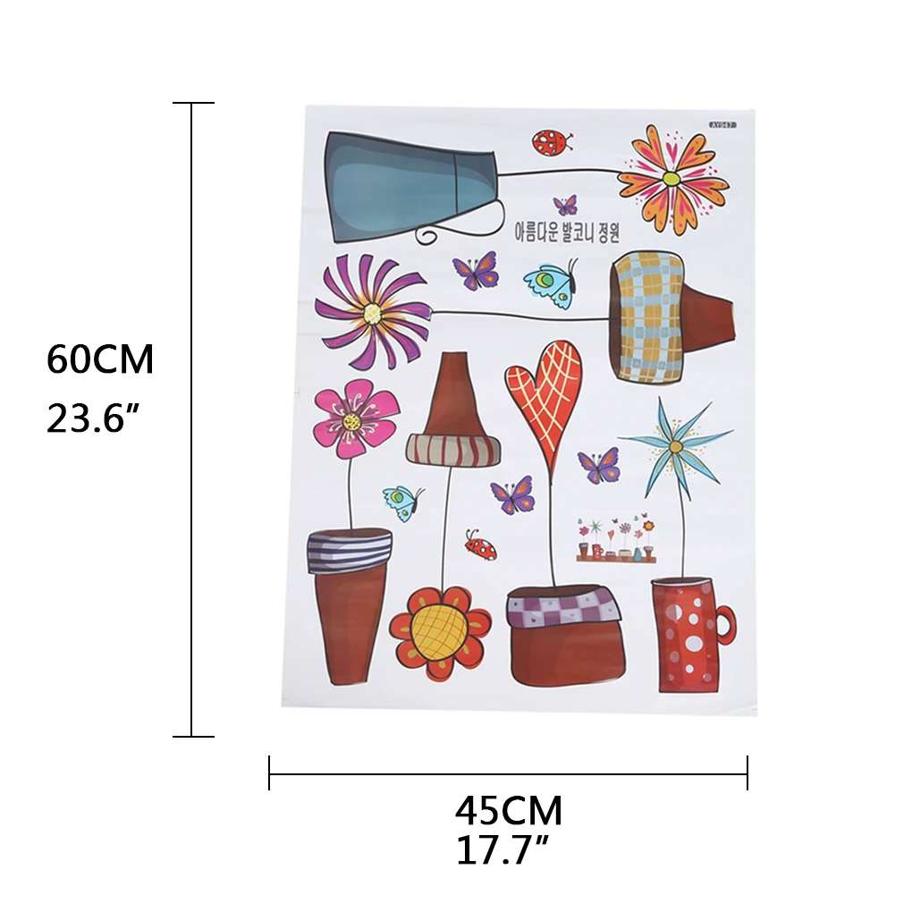 

Flower Butterfly Stickers Decal Window Glass Wall Decor Double Pattern in Glass PVC Material Landscaping Wall Sticker