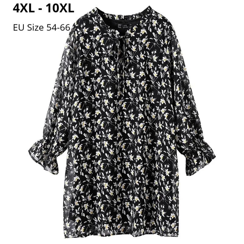 

Большие размеры 66, 64, 62, 60, 58, 54, Женская блузка с длинными рукавами Femme 2020 весенние шифоновые топы с цветочным принтом женские блузки Blusa Mujer