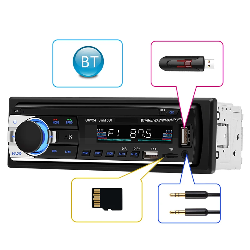 SWM 530 двойной USB мобильный телефон Быстрая зарядка автомобиля MP3 Bluetooth карты плеер