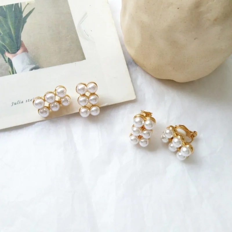 Корейские модные красивые маленькие серьги гвоздики с имитацией жемчуга для