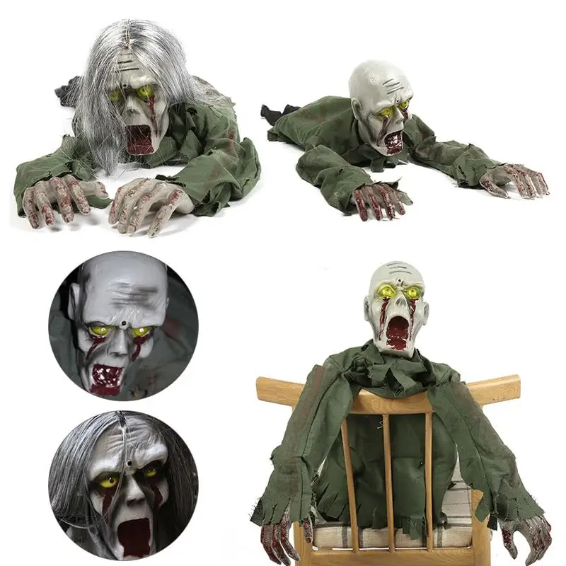 

Scary Crawling Ghost For Halloween Party Decoration Horror Creepy Bloody Zombie With LED Eyes Haunted Houses Props Decoration