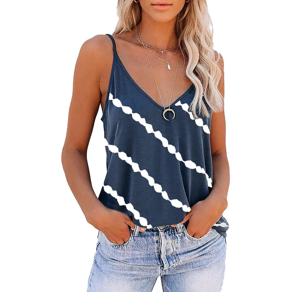 

2021 Women's Casual Loose Stripes Simple Backless Camisole Women Tank Tops