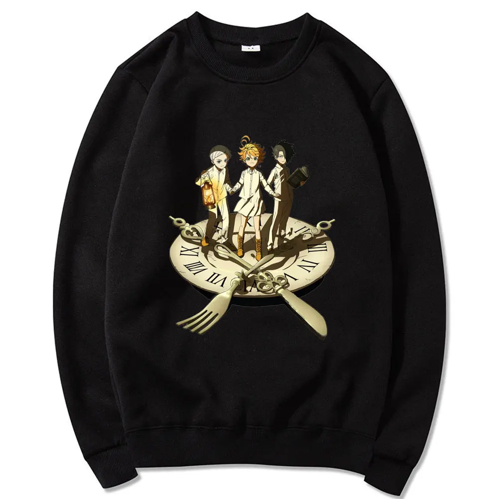 

Japanese The Promised Neverland Sweatshirts Anime Friend Funly Long Sleeve Mens Oversized Korean Fashion Vintage Printed Tops
