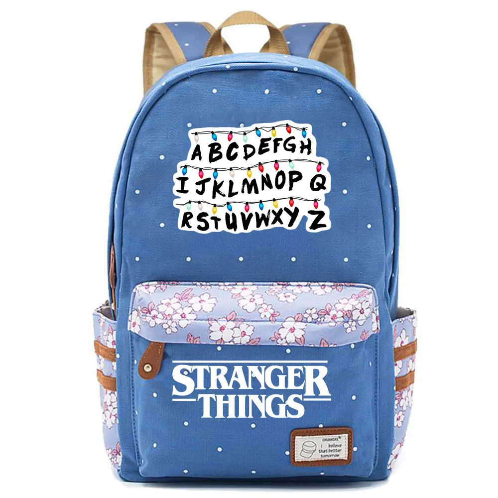 Холщовый Рюкзак для девочек и мальчиков школьный ранец книг с цветами в горошек