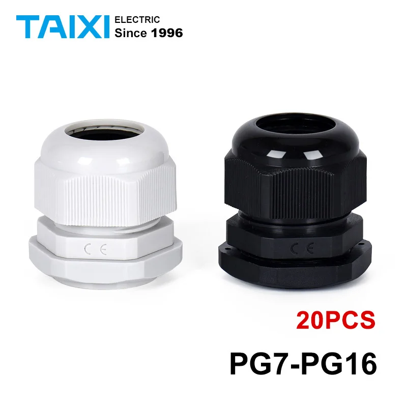 

PG Nylon Cable Gland Plastic Electric Wire Waterproof Cable Fix Joint IP68 PG7 PG9 PG11 PG13.5 PG16 PG19 4-50MM Gram Head CE