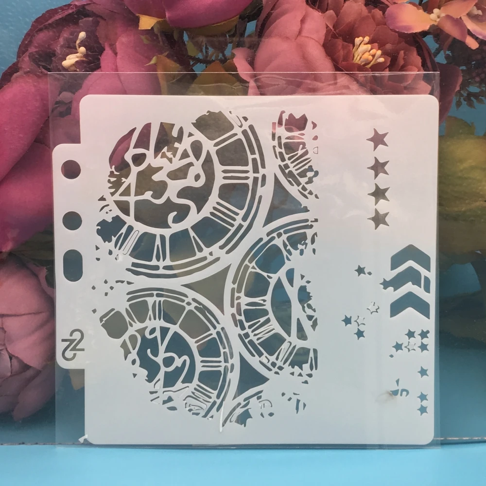 14*13 см часы циферблат колесо стрелка слойные трафареты картина раскраска для