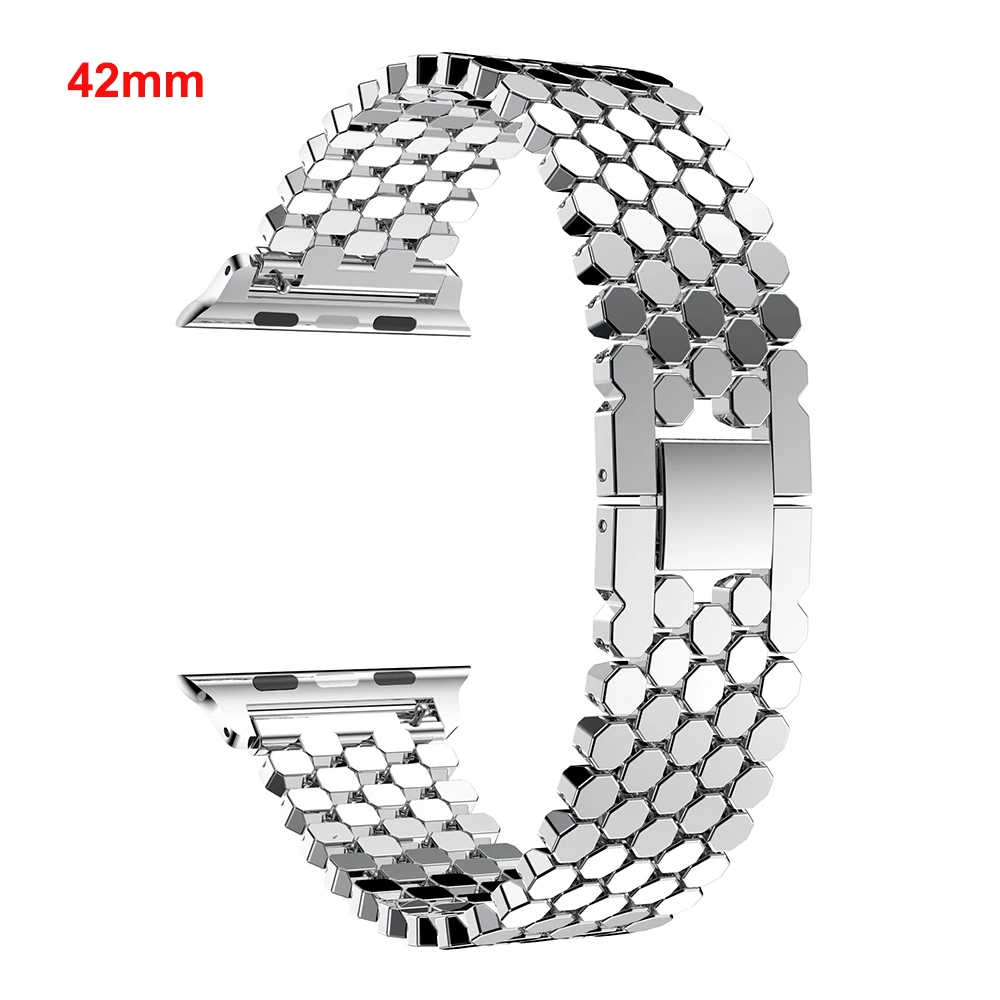 Ремешок для Apple Watch Band 38 мм 42 мм ремешок из нержавеющей стали сменные полосы для iWatch Series 1 2 3 4 браслет металлические звенья - Цвет: Silver 42mm