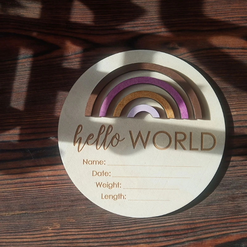 

85DE Wooden Rainbow Milestone Cards Growth Commemorate Baby Monthly Recording Card