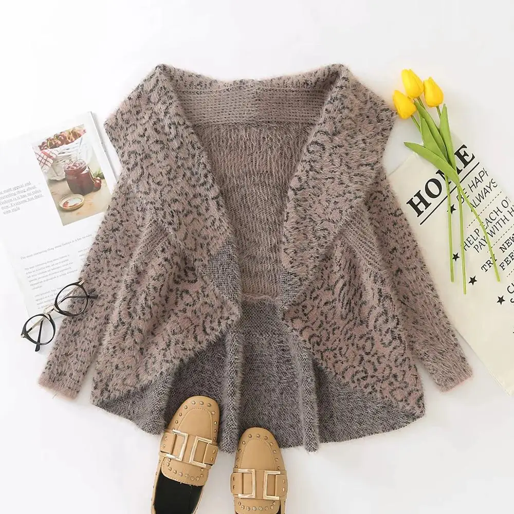 Женский вязаный кардиган с v образным вырезом и длинными рукавами Повседневный