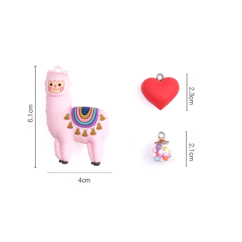 

Lovely DIY Handmade Gift Llama Key Chain Women Bag Love Heart Color Ball Pendant Cartoon Epoxy Alpaca Keychains Trinket Korean