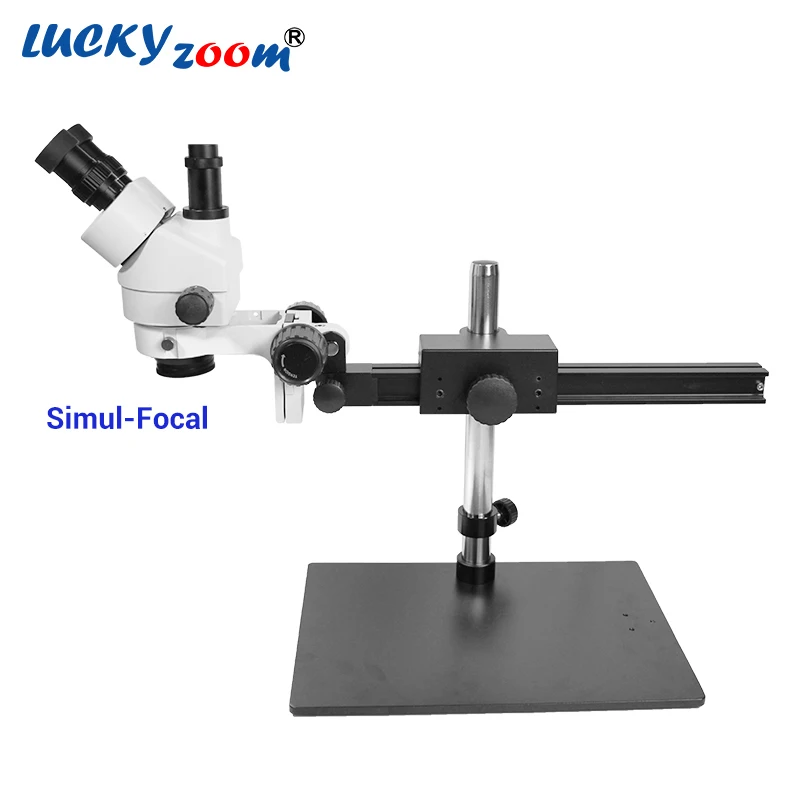 Luckyzoom 7X-45X Simul-Focal Тринокулярный Стерео Микроскоп гибкий штатив подставка 60