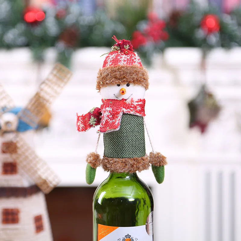 Christmas Accessories Wine Bottle Cover Set Santa Claus Snowman Bottle Cover Bag New Year Xmas Dinner Party Christmas Decoration - Цвет: F