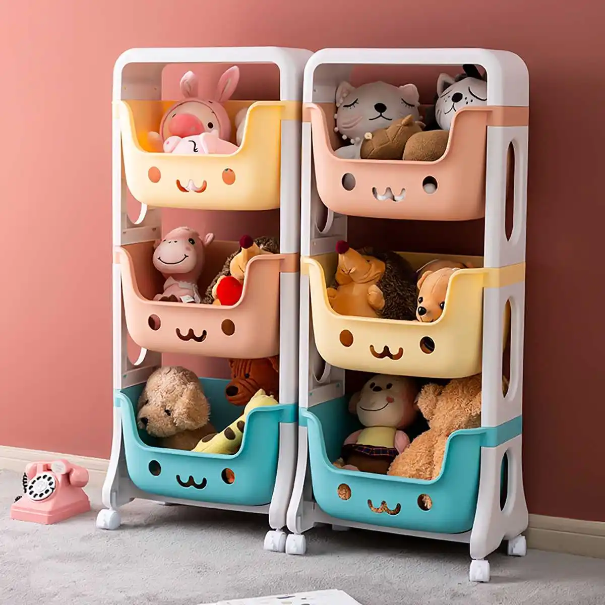 Kids Toys Organizer 2/3 Tiers Multifunction Storage Rack Holder Plastic Bin Box Sundries Children Playroom Stand Shelf | Дом и сад