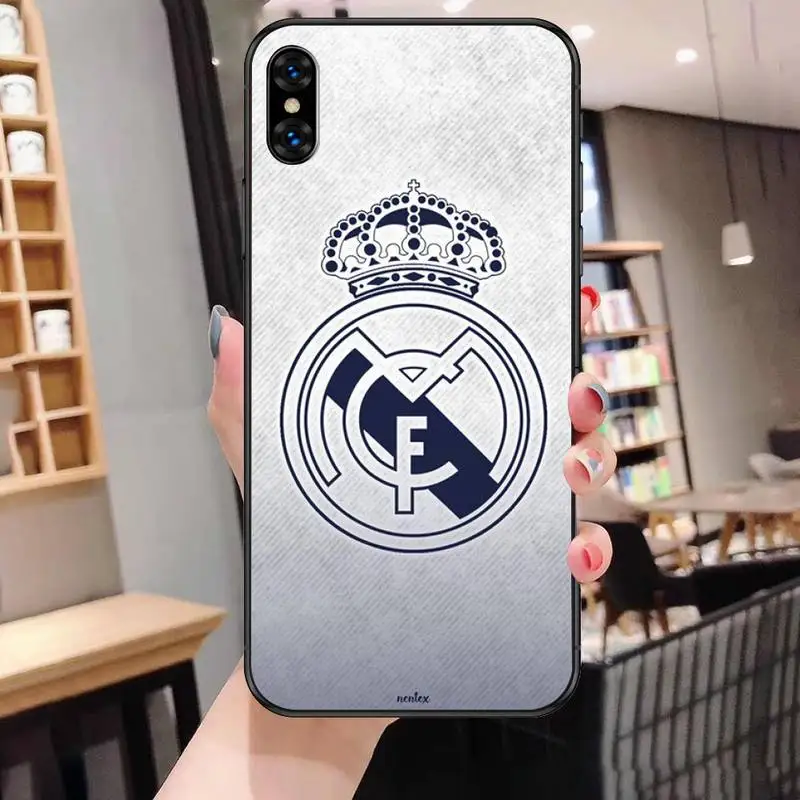 

Real Madrid Club Phone Case For Black-Iphone 5s 6 6s 7 8 11 12 X Xs Xr Pro Plus Max Mini Fundas Cover