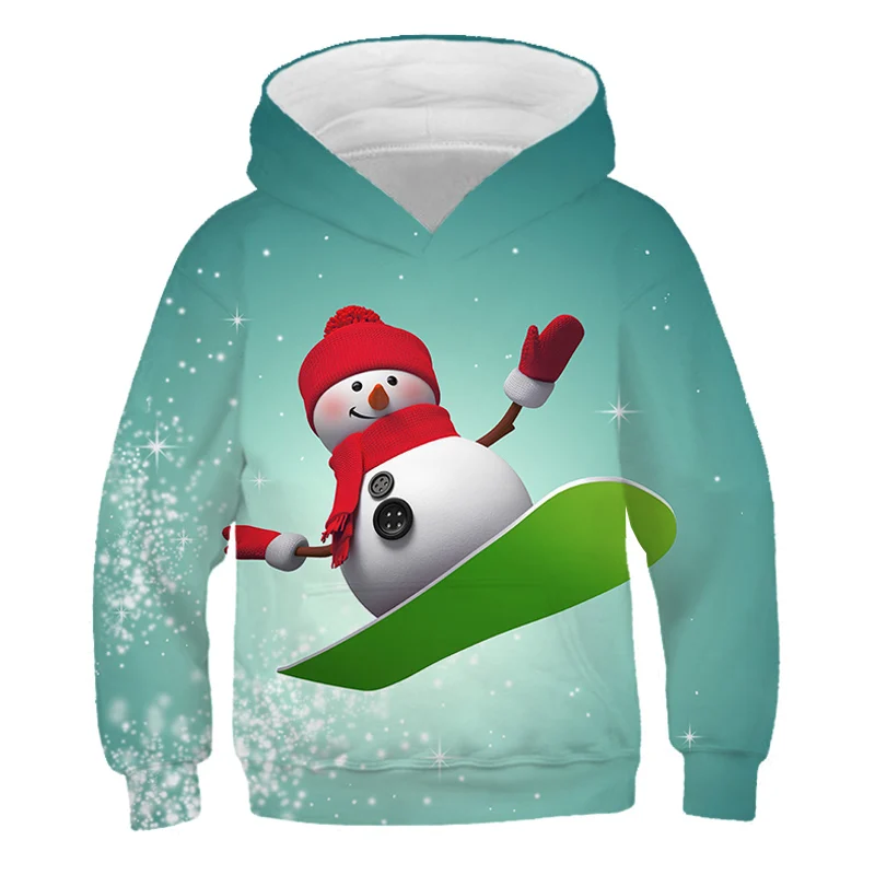 

Boys and girls cartoon 3D children's Hoodie cute girls Sweatshirt cartoon children's Sweatshirt Christmas 2020 Santa Claus