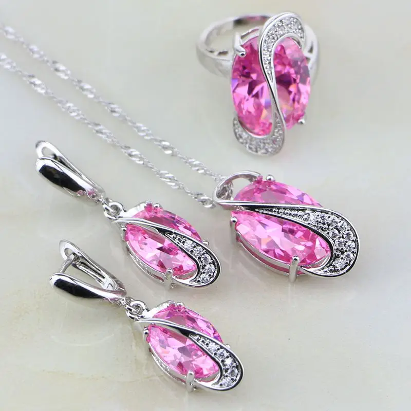 Комплект из колье и серёг серебра 925 пробы с фианитом|cz jewelry set|jewelry sets for womenjewelry |
