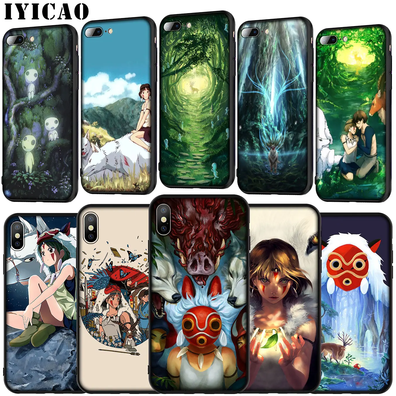 IYICAO Princess Mononoke Мягкий силиконовый чехол для iPhone 11 Pro XR X XS Max 6 6S 7 8 Plus 5 5S SE черный ТПУ