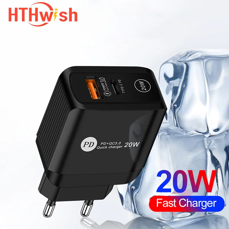 

PD 20W Quick Charge QC 3.0 usb charger Mobile Phone Charger EU US Wall Fast Charging Adapter For iPhone 12 Samsung Xiaomi Redmi