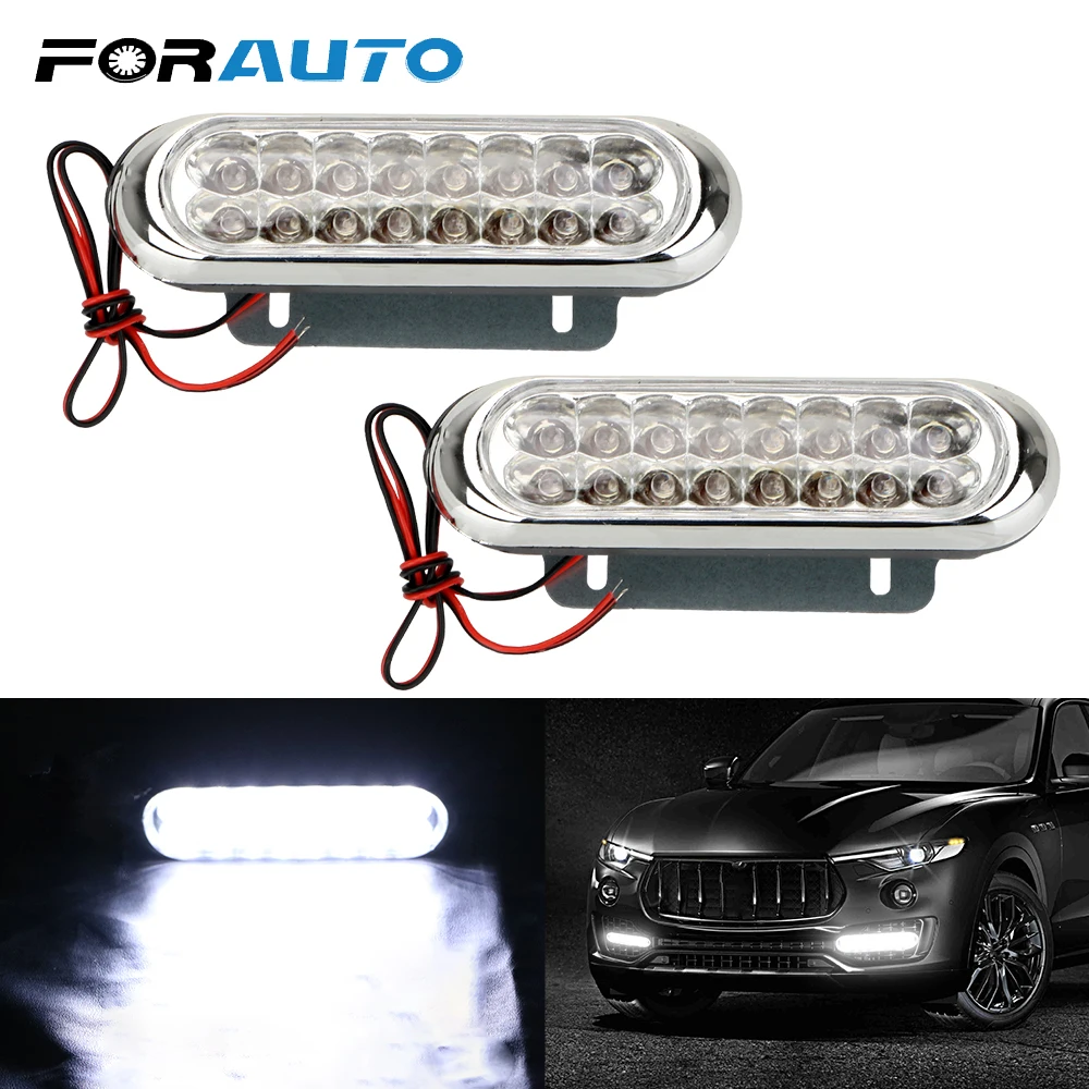 

Дневные ходовые огни FORAUTO, 2 шт., 16 светодиодный, дневные ходовые огни для автомобиля, фургона, дневные ходовые огни, противотуманные белые св...
