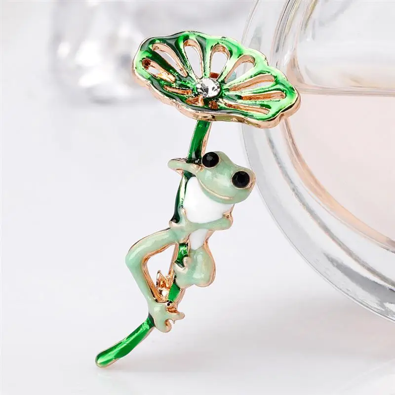 2 шт. женская брошь в форме лягушки листа лотоса нагрудная тканевые аксессуары