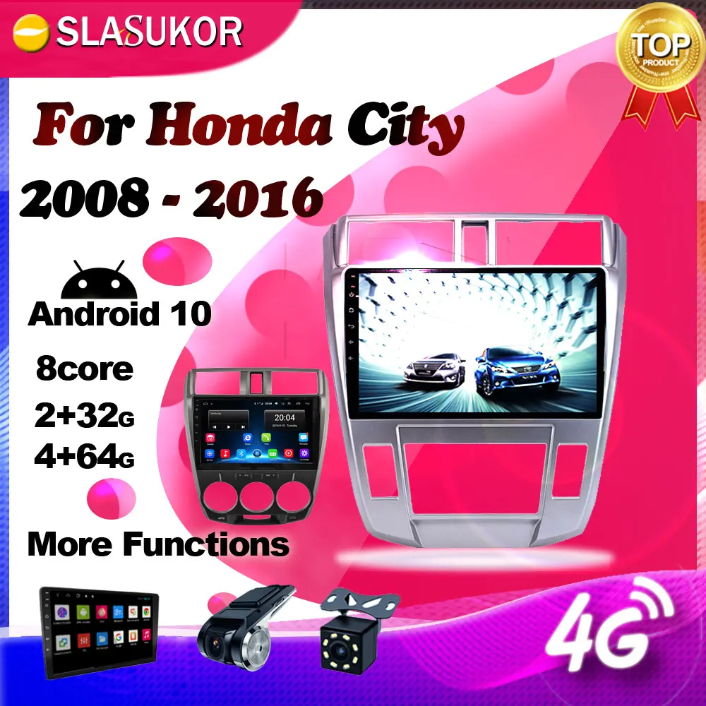 

Android 10,0 мультимедийный плеер для Honda City 2008 2009 2010 2011 2012 2013-2016 навигация GPS 4G Автомагнитола keine No 2din DVD