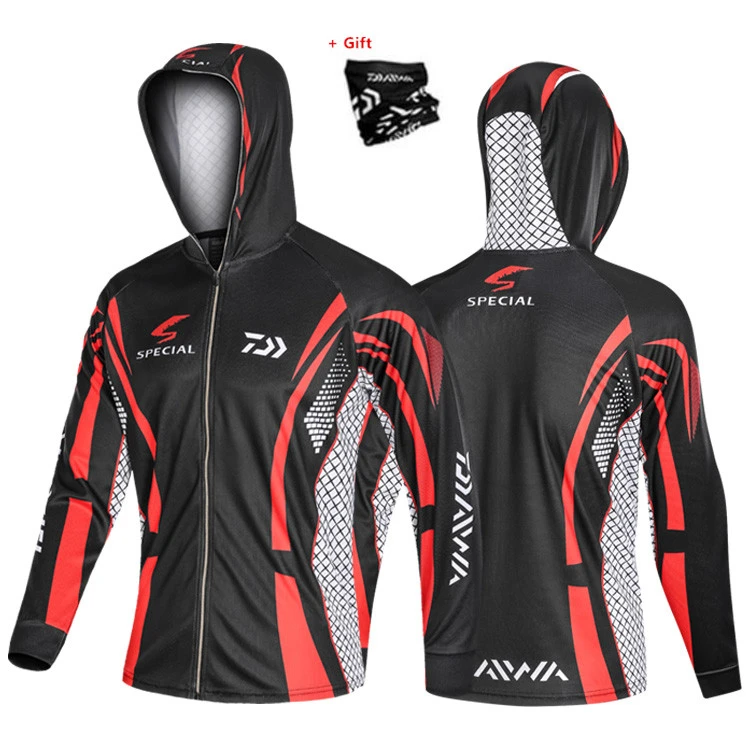 

Men Daiwa Fishing Clothing Long Sleeve Jacket With Hood Sunproof Breathable Coat Fishing Shirt Climbing Fishing Clothes Pesca