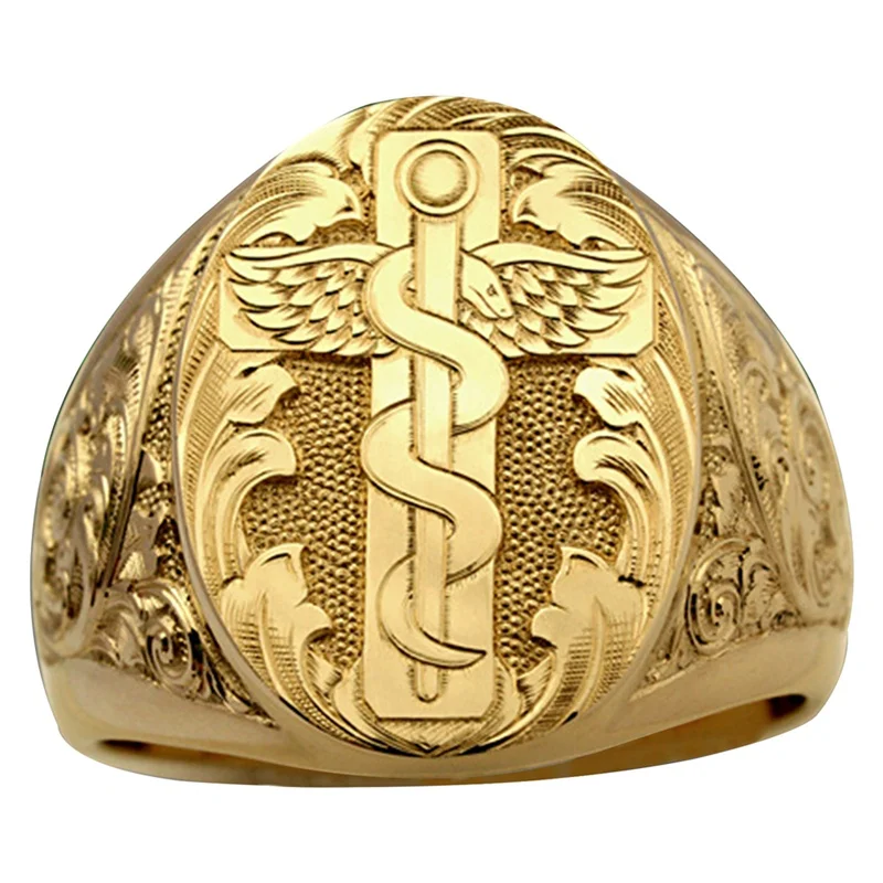 Панк Шарм ювелирные изделия кольцо в винтажном стиле золотистый гравированный