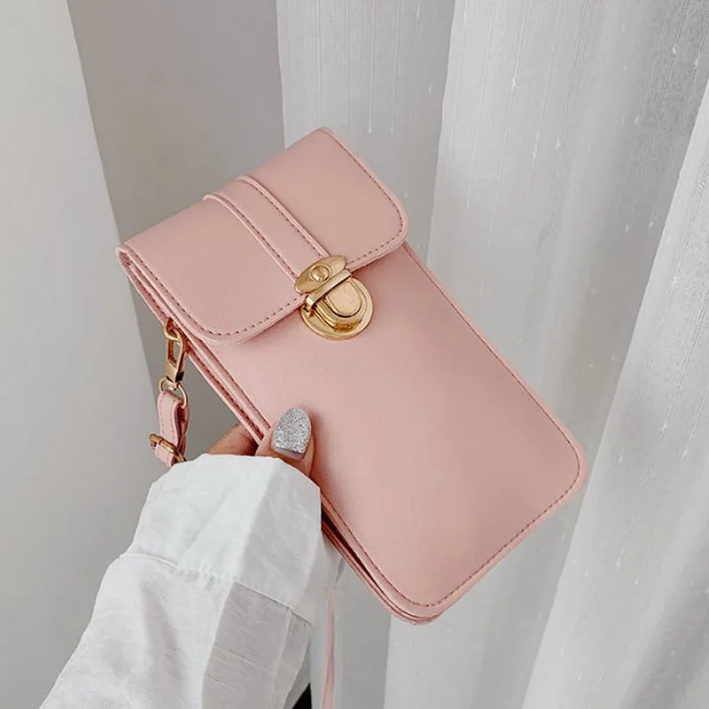 

2021 New Women Messenger Bags Outing Shoulder Bag Mobile Phone Wallet Solid Color Small Mini Crossbody Bag Long Shoulder Strap