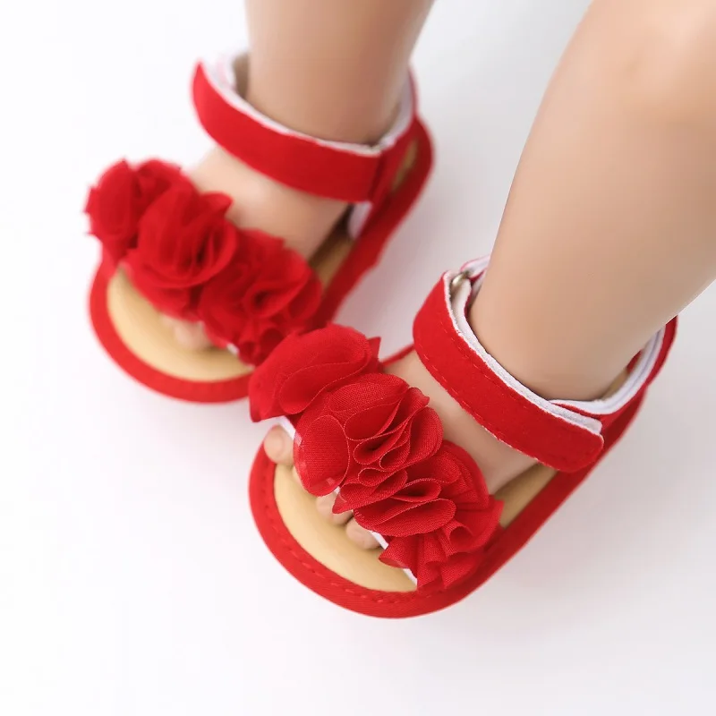 

2021 Summer Baby Girl Shoes Non-Slip Floral Flower Toddlers Newborn Infant Sandals Soft Crib Non-slip Walkers Shoes 0-18M