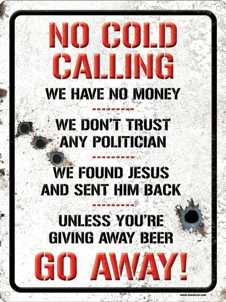 

Tin Sign No Cold Calling